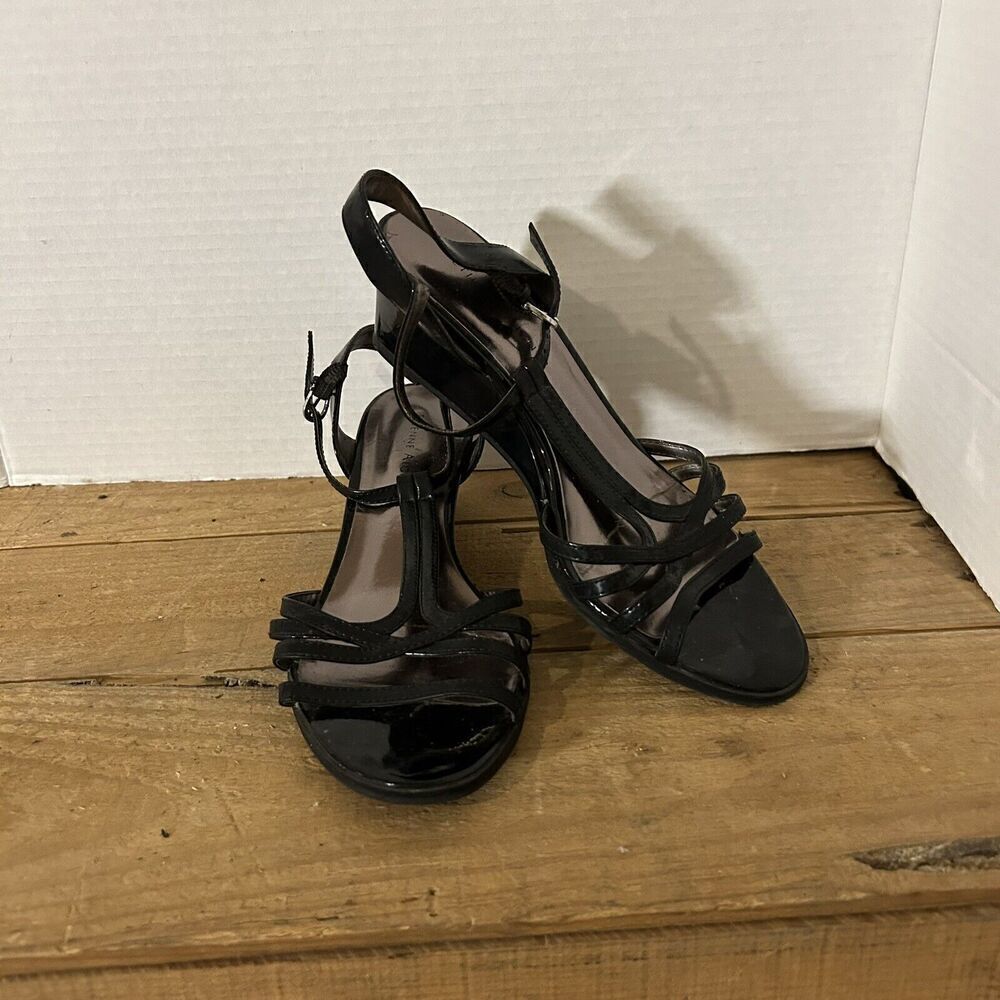 Etienne Aigner Harriet Wedge Heel Open Toe Sling Back Black Sandals Size 7M